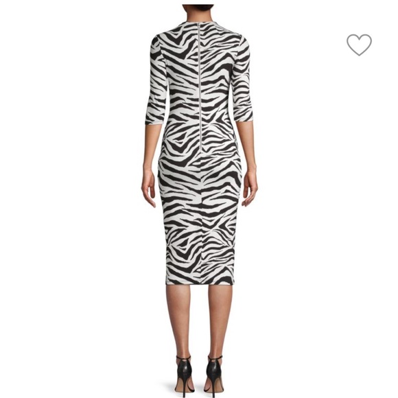 Alice and Olivia zebra stripe moc neck midi dress 6 - Picture 11 of 11